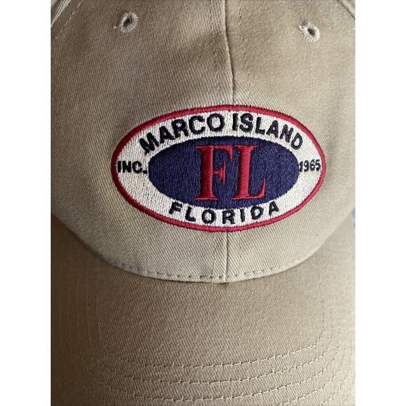 Marco Island Florida Khaki Hat Cap Adjustable - Picture 2 of 4